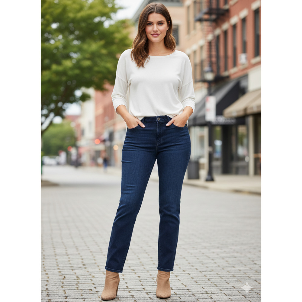 NYDJ Womens 18W Classic Minimalist Old Money Lift Tuck Skinny Ankle Jeans Dark - Picture 2 of 11